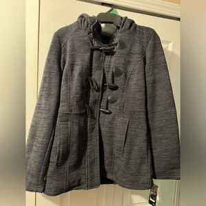 Women’s NWT lined, black hooded jacket with zipper, size S